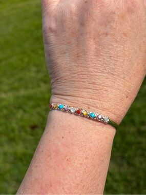 Navajo Made Sterling Silver Semiprecious Stone Cuff